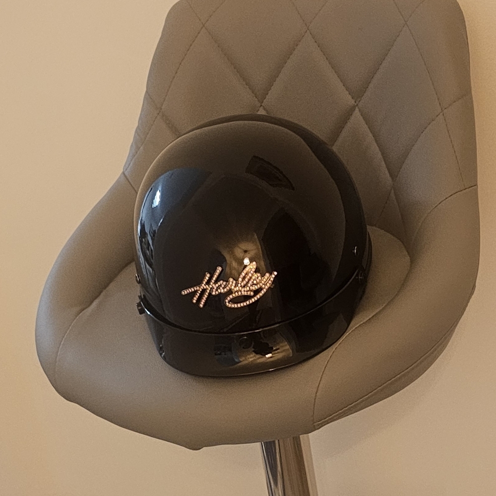 Harley-Davidson Womens Helmet Pink Bling Logo Hybrid 1/2 Helmet Black S/M